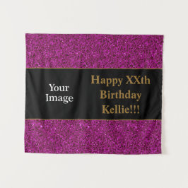 Tapete De Parede Glitter Roxo com Foto de Mensagem Aniversário