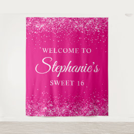 Tapete De Parede Glittery Hot Pink Sweet 16 Aniversário Welcome