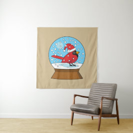 Tapete De Parede Globo de Neve com Cardeal Vermelho Bonito