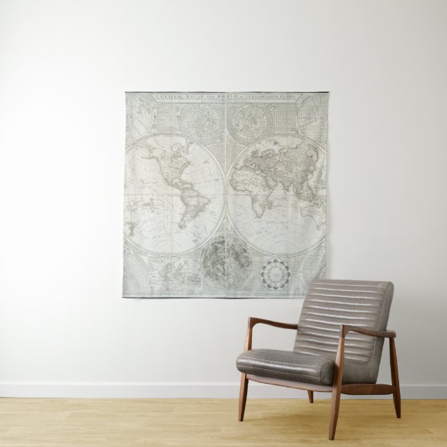 Tapete De Parede Globo Terraqueous por Samuel Dunn | 1787 (In Situ)