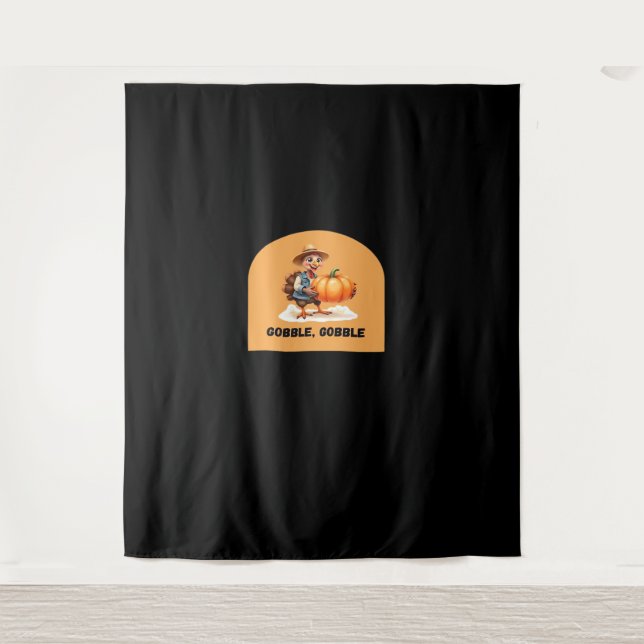 Tapete De Parede Gobble, Gobble, Ação de Graças à Turquia com Pumpk (Frente)