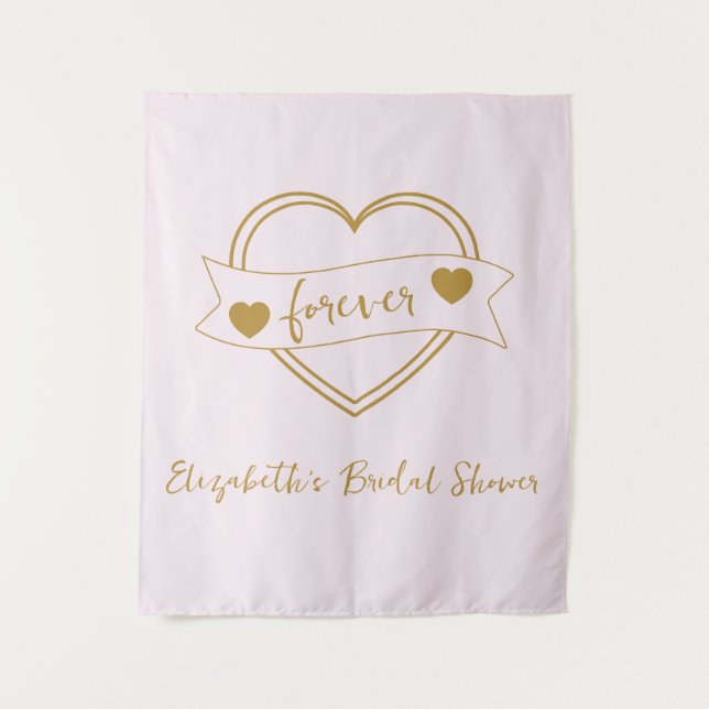 Tapete De Parede Gold Forever Hearts Bridal Shower (Frente)