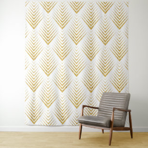 Tapete De Parede Gold Glitter Geometric Art-Deco Pattern