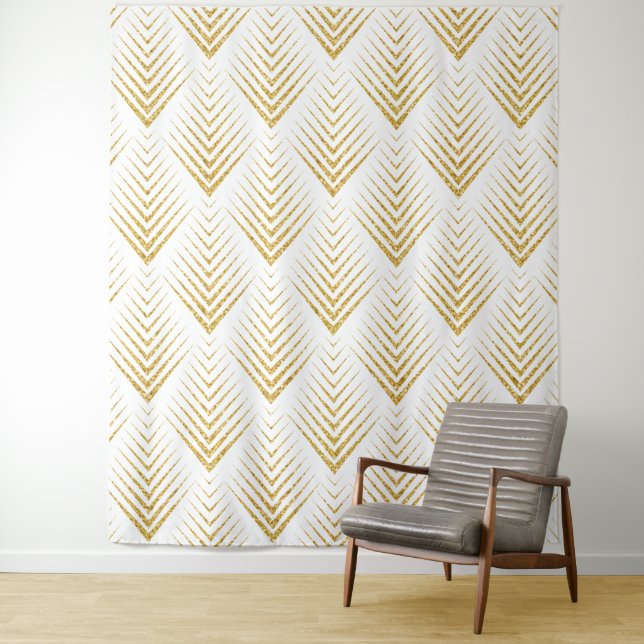 Tapete De Parede Gold Glitter Geometric Art-Deco Pattern (In Situ)