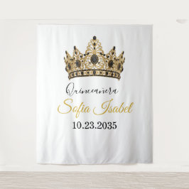 Tapete De Parede Gold Tiara Custom Quinceañera Tapestry