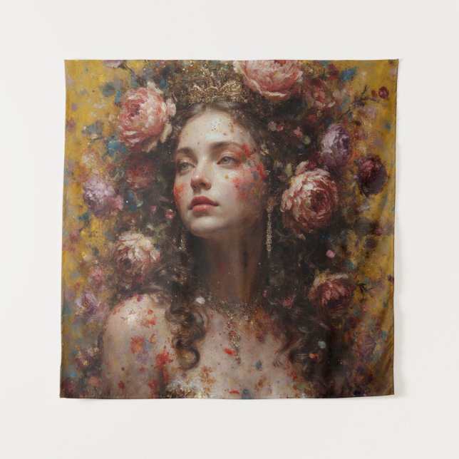 Tapete De Parede Golden Bloom Goddess – Square Art Tapestry (Frente)