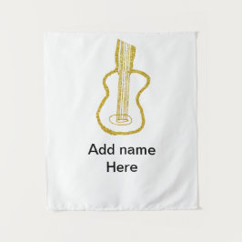 Tapete De Parede Golden glitter acoustic guitar add name doodle