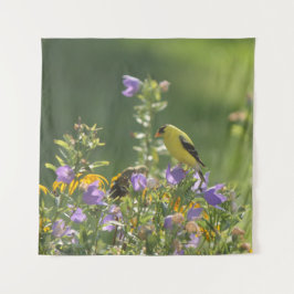 Tapete De Parede Goldfinch em uma Flor Harebell