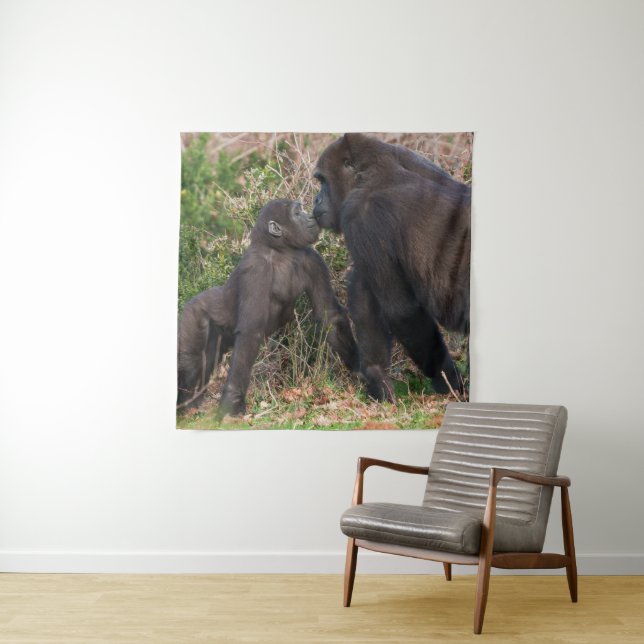 Tapete De Parede Gorilla Baby's Affectionate for Mãe (In Situ)