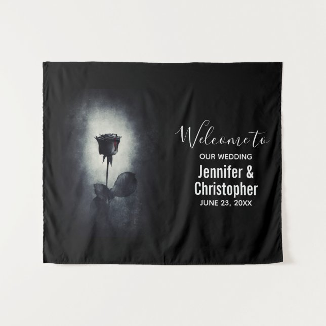 Tapete De Parede Gótico Negro Derrubando Sangue Macabre Casamento (Frente (Horizontal))