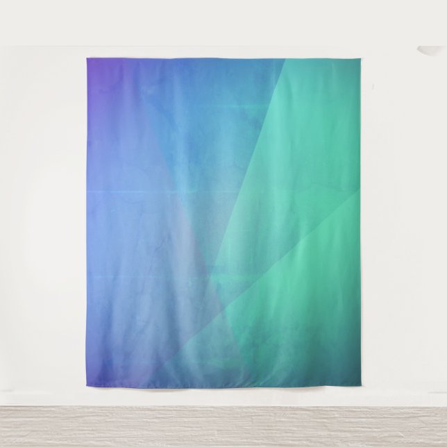 Tapete De Parede Gradação Geométrica Azul Moderno de Aqua e Turques (Frente)