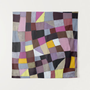 Tapete De Parede Grade Irregular: pintura Abstrato violeta-amarela.