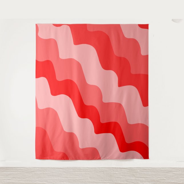 Tapete De Parede Gradiente de ondas vermelhas do oceano (Frente)