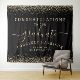 Tapete De Parede Graduação de Caligrafia de Script Glitter | Dourad