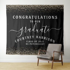 Tapete De Parede Graduação de Caligrafia Dourada com Script Glitter
