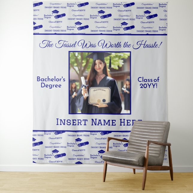 Tapete De Parede Graduação Deseja Diploma Boné Foto Azul Fundo (In Situ)