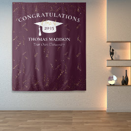 Tapete De Parede Graduação Moderna Faux Confetti Maroon/Branco