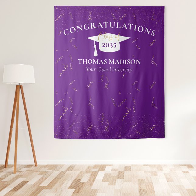 Tapete De Parede Graduação Moderna Faux Dourado Confetti Purple/Whi (Criador carregado)