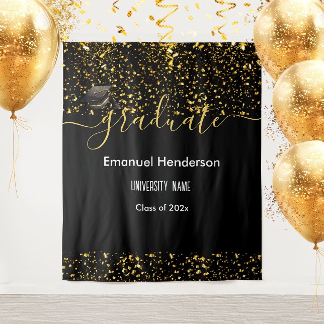 Tapete De Parede Graduada Dourada Festa de Formatura Turma de 2025 (Criador carregado)