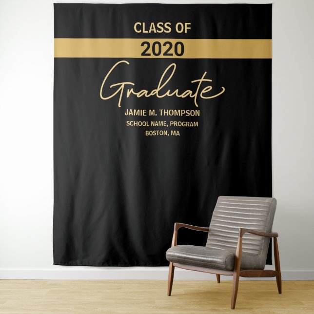 Tapete De Parede Graduado da turma de 2020 de cor preta (In Situ)