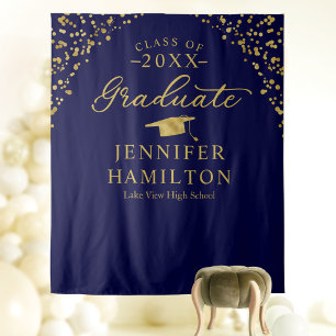 Tapete De Parede Graduado Moderno Fundo de Formatura Azul Dourado