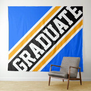 Tapete De Parede GRADUATE Esportivo Azul Brilhante Preto Laranja Li