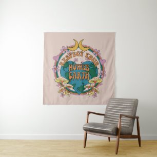 Tapete De Parede Gráfico da Terra-Mãe Retro dos anos 70