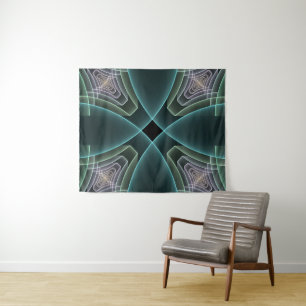 Tapete De Parede Gráfico de Arte Geométrica Teal Moderna