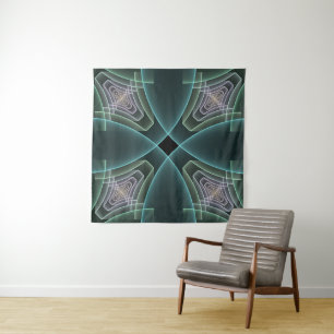 Tapete De Parede Gráfico de Arte Geométrica Teal Moderna