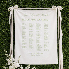 Tapete De Parede Gráfico de Assentos de Casamento Verde Alfabético
