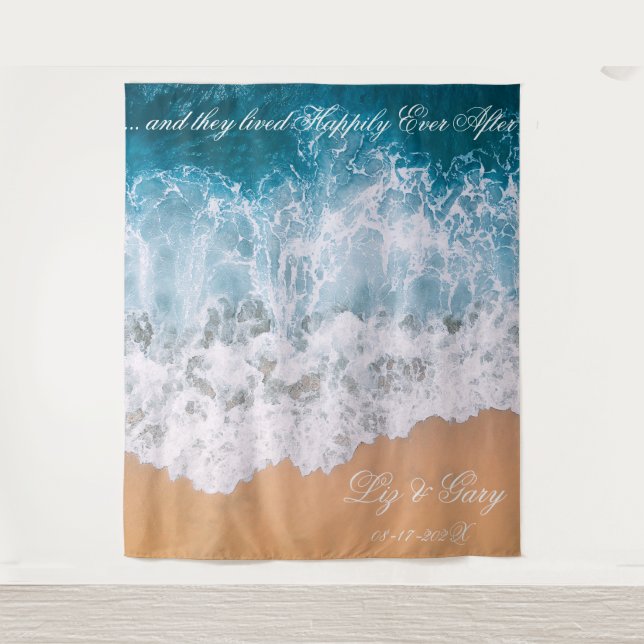 Tapete De Parede Gráfico Impressão de Casamento de Foto em Praia (Frente)