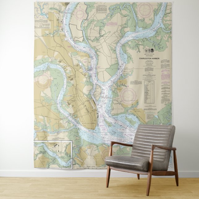 Tapete De Parede Gráfico náutico de Charleston Harbor 11524 (In Situ)