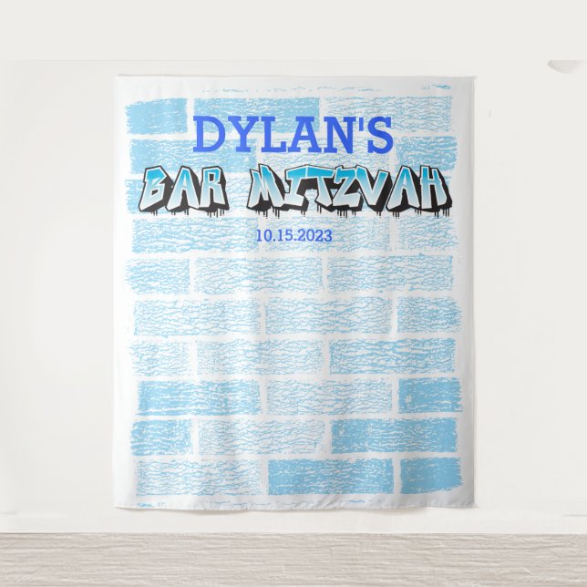 Tapete De Parede Grafite Mitzvah Photo Booth Party Backdrop (Frente)