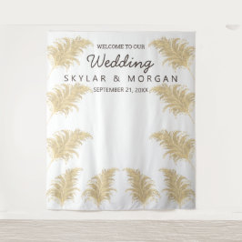 Tapete De Parede Grama das Pampas de Casamento Bege no Fundo Branco