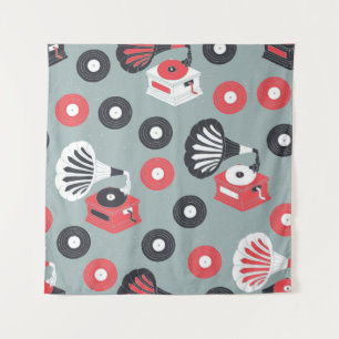 Tapete De Parede Gramofone Arte Sem Costura Desenhada À Mão