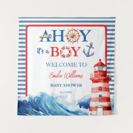 Tapete De Parede Grand Striped Blue Red Nautical Ahoy Boy