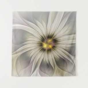 Tapete De Parede Grande Flor de Marfim, Arte Fractal Moderna Abstra