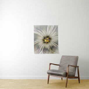 Tapete De Parede Grande Flor de Marfim, Arte Fractal Moderna Abstra