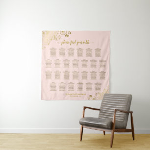 Tapete De Parede Grande Quadro de Assentos de Casamento Rosa e Dour