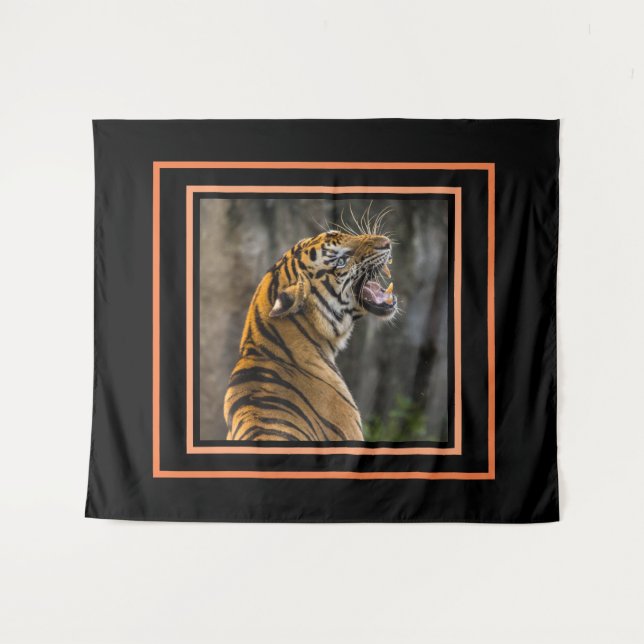 TAPETE DE PAREDE GRANDE TIGER SELVAGEM (Frente (Horizontal))