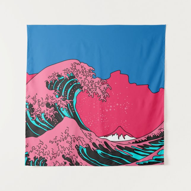 Tapete De Parede Great Wave in Vaporwave Pop Art style. View on the (Frente)