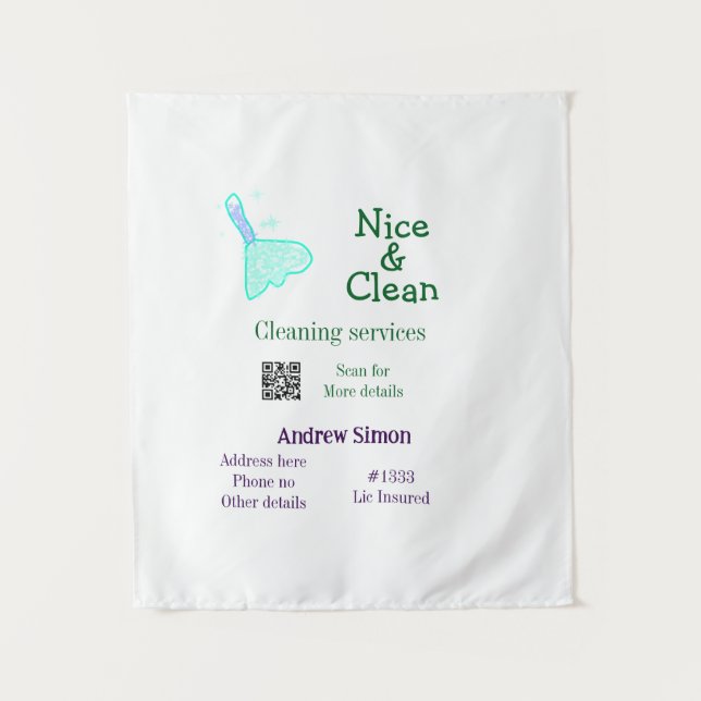 Tapete De Parede Green blue gitter clean mop add name address q r b (Frente)