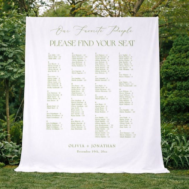 Tapete De Parede Green Find Your Seat Fabric Wedding Seating Chart  (Criador carregado)