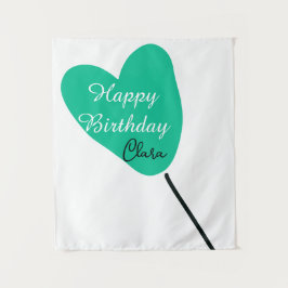 Tapete De Parede Green heart happy birthday white black balloon kid