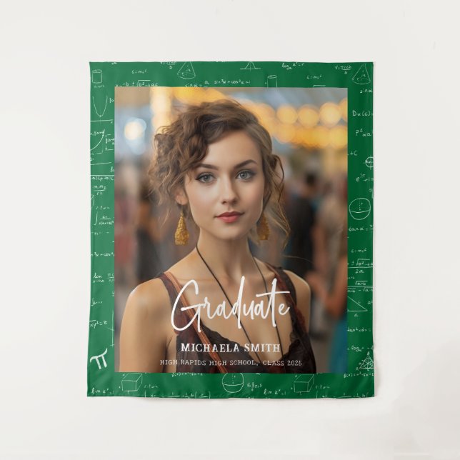 Tapete De Parede Green Math Handwritten Script Photo Graduation  (Frente)