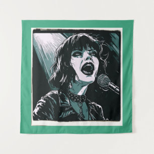 Tapete De Parede Grite Alto Punk Rocker Retro Vintage Verde Água