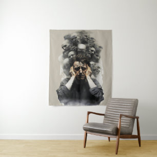 Tapete De Parede Grito Surreal – Pintura Abstrata Emocional Sombria