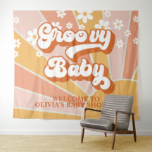 Groovy Baby Retro Sunshine Daisy Baby Shower Faixa