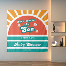 Groovy Sunshine Teal Retro Chá de fraldas