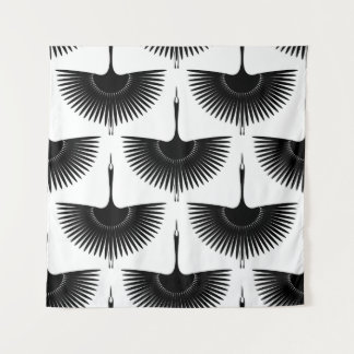 Tapete De Parede Grua Graciosa: Padrão de Pássaro Oriental